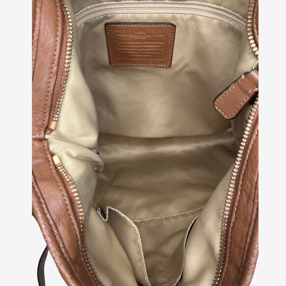 Coach Park Pyramid Studded Leather Hobo Shoulder Bag Tan Brown Large Tote - Picture 10 of 16